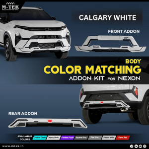 M-Tek Body Color Matching Addon Kit (Front and Rear) for TATA NEXON - Calgary White
